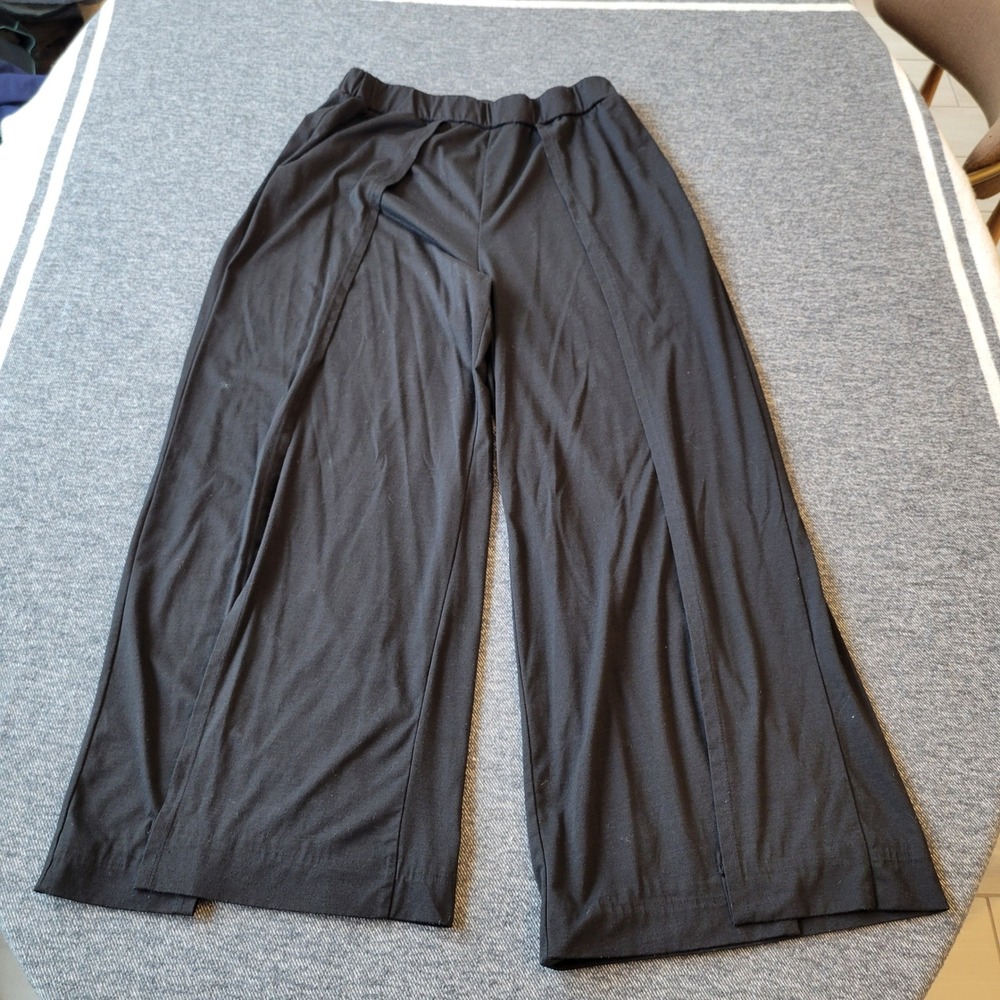 Shein Curve Womens 2XL Black Wide Leg Slitted Pants with Pockets JIT11763673